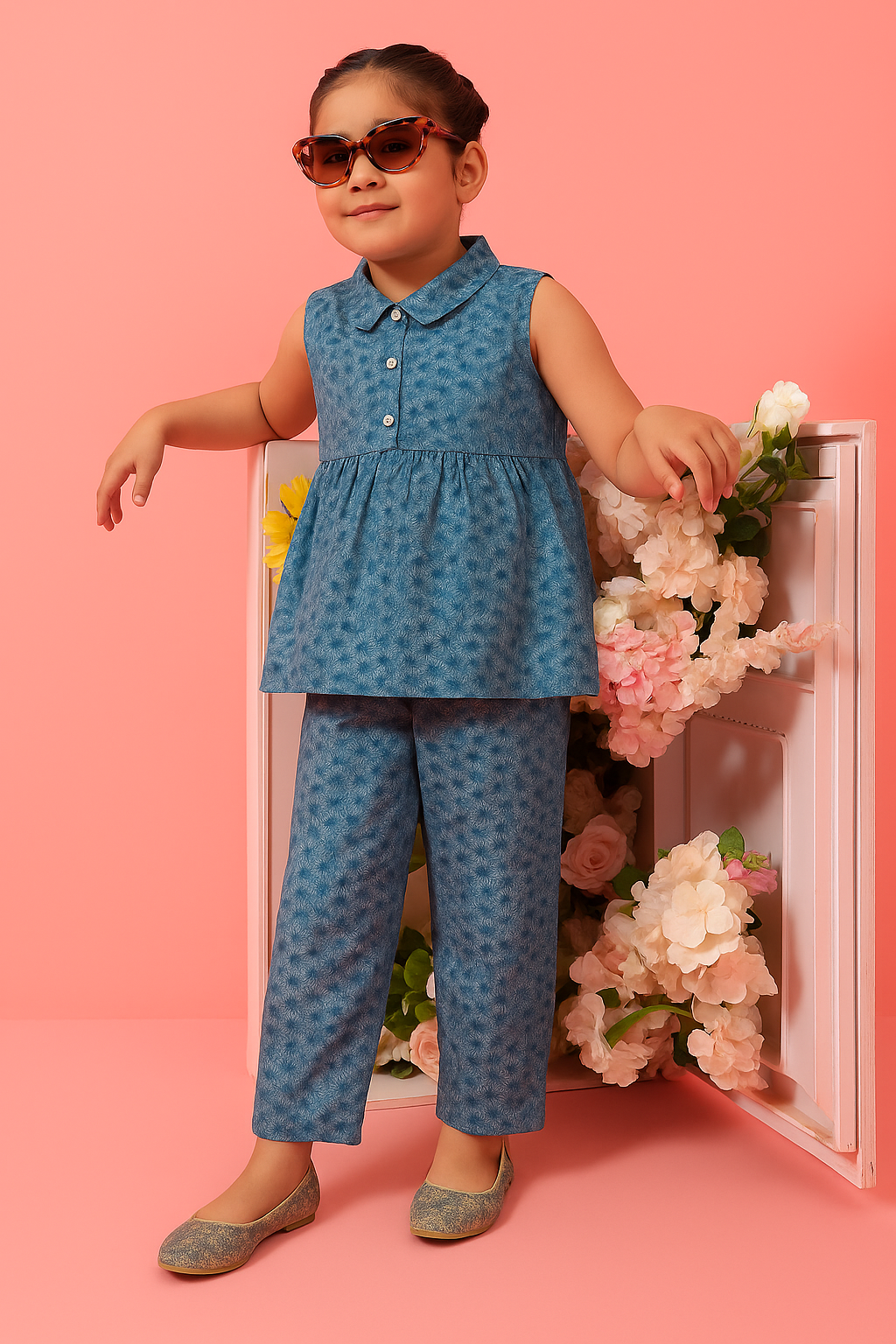 Baby Girl  Sleeveless Suit (Pair )