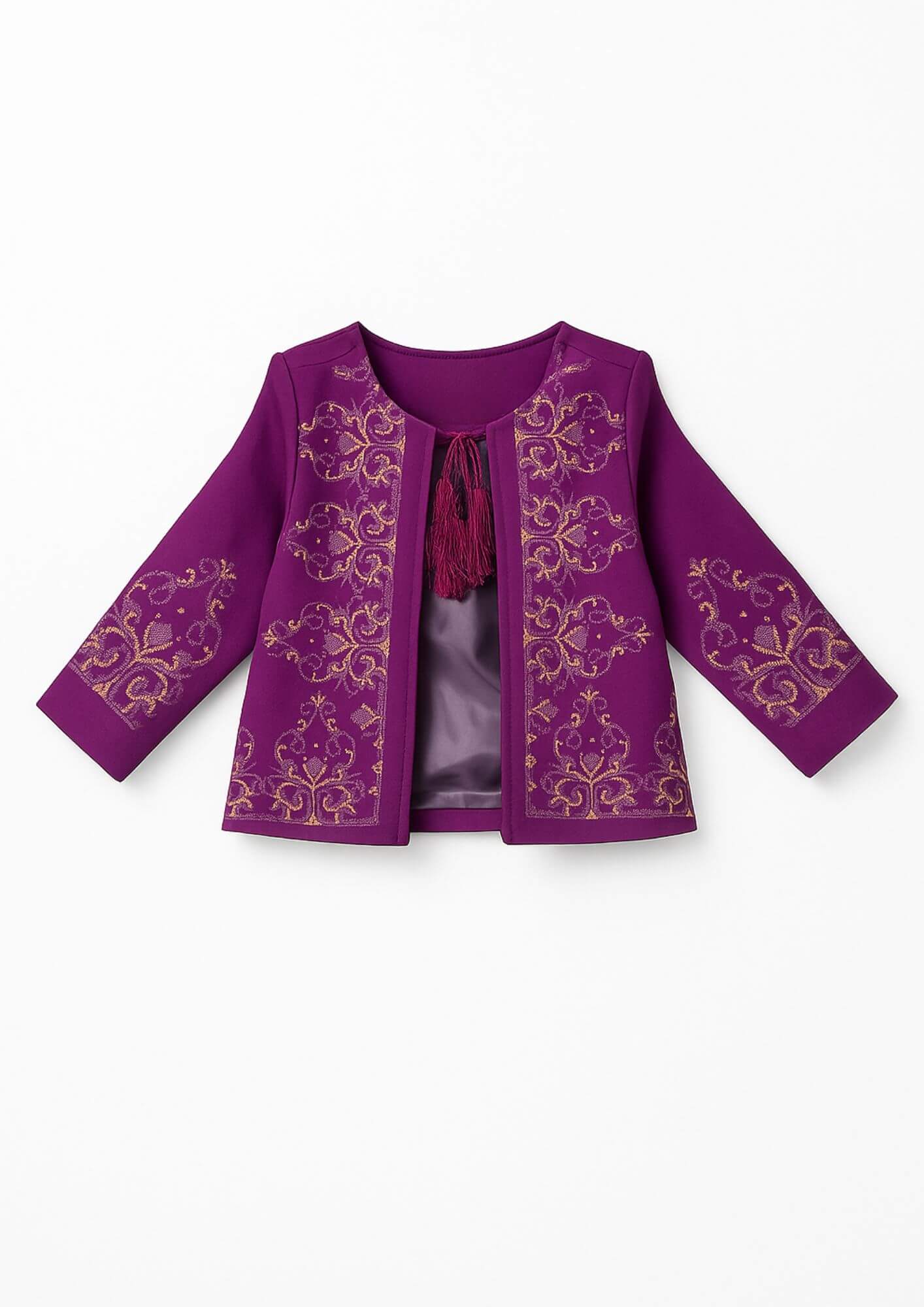 Girls' Casual Embroidered Coat  Purple Font