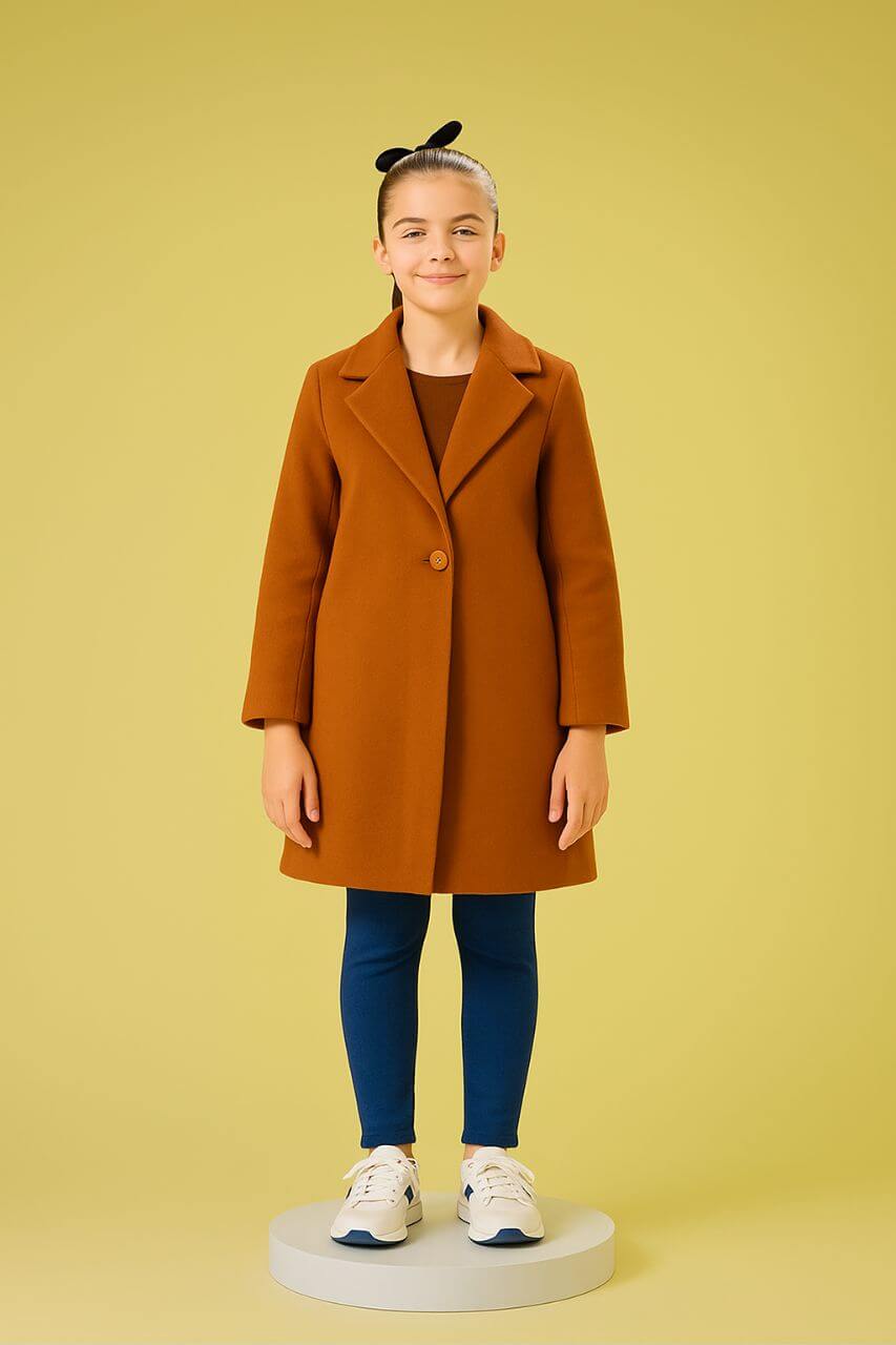 Long Coat For Girl Font Ruddy Brown